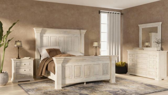 International Furniture Direct Terra Distressed Vintage White Nightstand-1