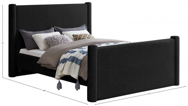 Meridian Furniture Elias Black Queen Boucle Fabric Upholstered Panel Bed-3