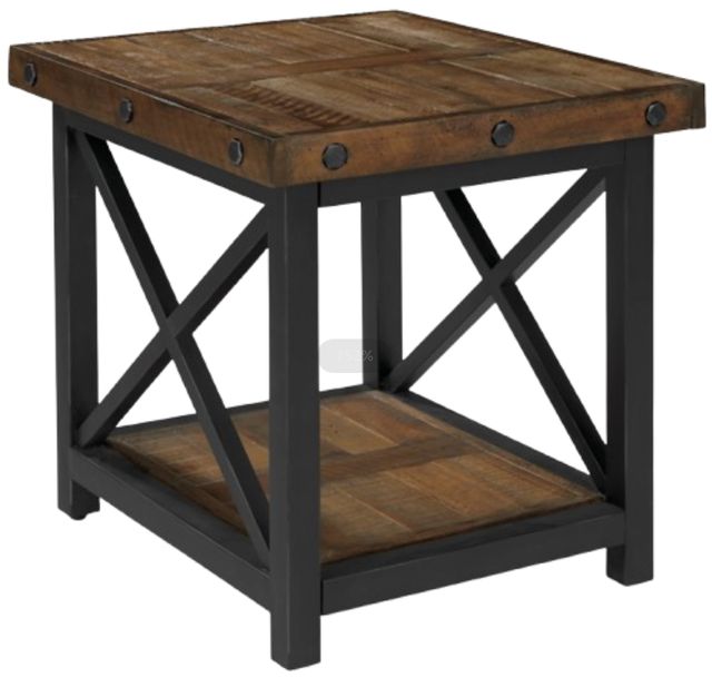 Flexsteel® Carpenter Dark Brown End Table with Black Frame-0