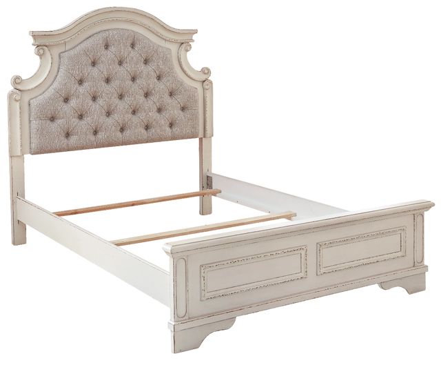 Signature Design by Ashley® Realyn Beige/Chipped White Full Upholstered Panel Headboard-1