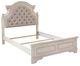 Signature Design by Ashley® Realyn Beige/Chipped White Full Upholstered Panel Headboard-1