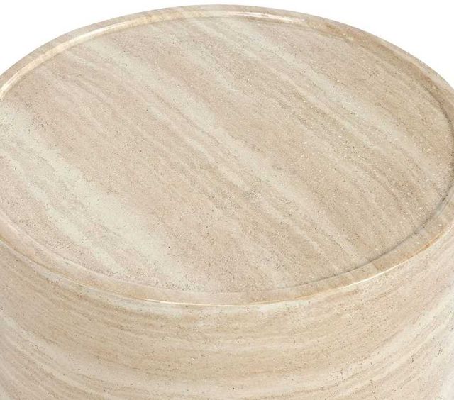 Classic Home Mckenna Travertine Stone 18" Outdoor Round End Table-2