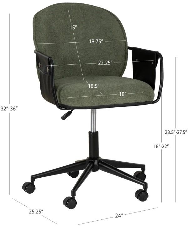Linon Kamryn Olive Green Office Chair-2