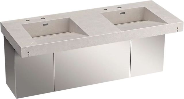 KOHLER® Constellation™ Desert Silver 60" Wall-Mount Basin Lavatory System and Stainless Steel Shroud-0