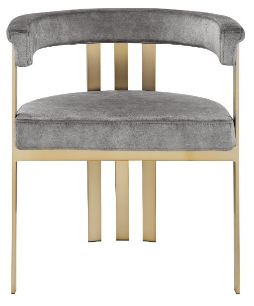 Meridian Furniture Marcello Gray/Brushed Brass Velvet Dining Chair-1