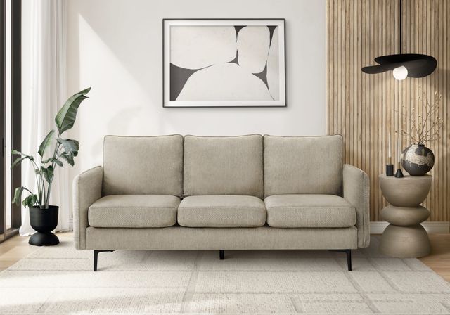 Monarch Specialties Inc. Beige 77" Sofa with Black Metal Legs-1