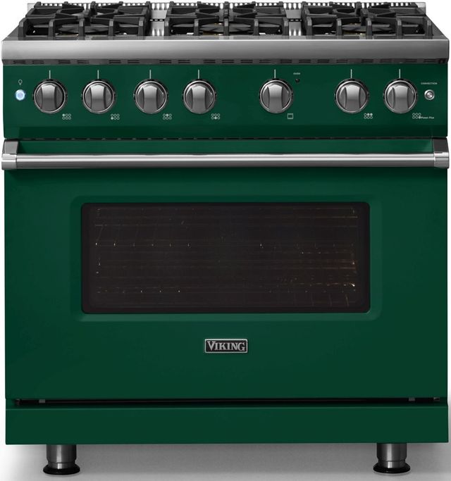 Viking® 5 Series 36" Ivy Pro Style Gas (NG) Range with Polished Chrome Trim-3