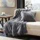 Olliix by Madison Park Edina 1 Grey Faux Fur Throw-1