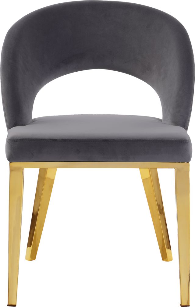 Meridian Furniture Roberto Gray/Gold Velvet Dining Chair-1