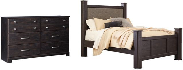 Signature Design by Ashley® Reylow 2-Piece Dark Brown Queen Poster Bed Set-0