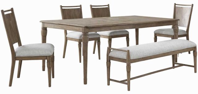 Liberty Furniture Hickory Grove 6-Piece Elliston Oatmeal/Heirloom Brown Rectangular Dining Table Set-0