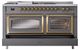 Ilve® Nostalgie II Noblesse 60'' Graphite Matte Pro Style Dual Fuel Range with Brass Trim-3
