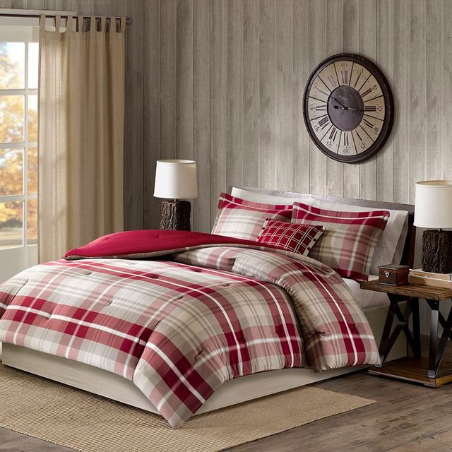 Olliix by Woolrich Tan/Red Queen Sheridan Oversized Cotton Comforter Set-1