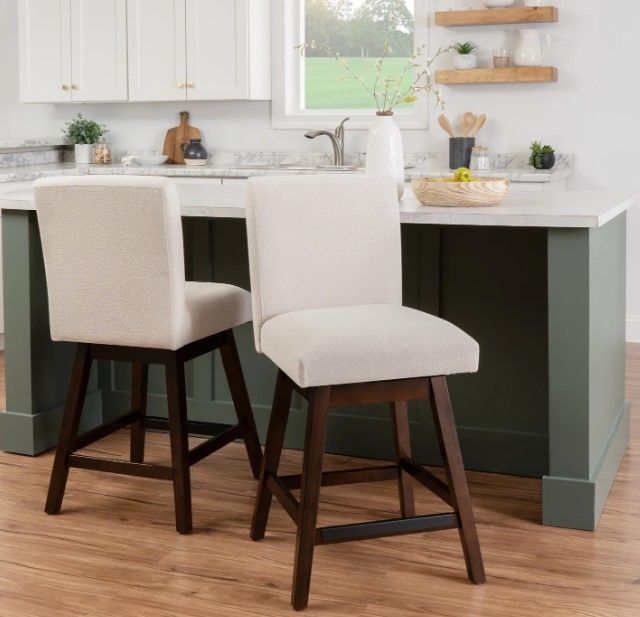 Linon Cohen 2-Piece Natural Upholstered Counter Stool Set-1