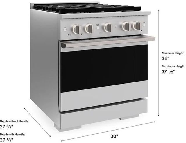 ZLINE Marino 30" Satin Stainless Steel Pro Style Dual Fuel Range with 4 Burner Gas Cooktop-2