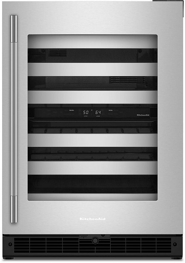 Kitchenaid® 24" Stainless Steel Undercounter Wine Cooler with Full-Extension Metal-Front Racks-0