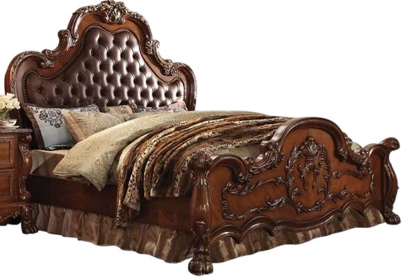 ACME Furniture Dresden Cherry Oak Queen Upholstered Panel Bed-0