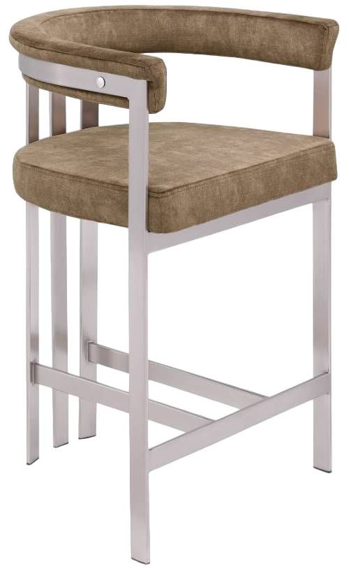Meridian Furniture Marcello Brown/Brushed Chrome Counter Stool-0