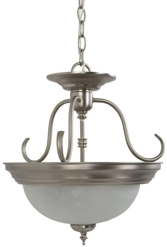 YHD Nickel 15'' Incandescent Semi-Flush Mount Lighting-2