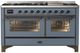 Ilve® Majestic III 60" Blue Gray Pro Style Dual Fuel Natural Gas Range with Triple Glass Door and Burnished Trim-0