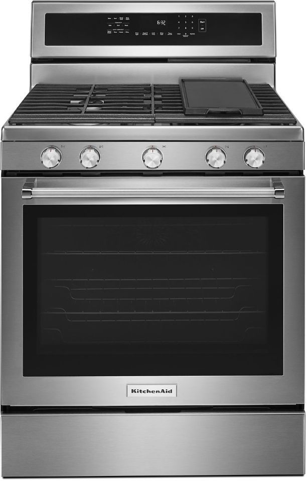KitchenAid® 30" Stainless Steel Freestanding Gas Range-0