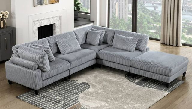 Homelegance® Robstown 5-Piece Gray Modular Sectional with Ottoman-1