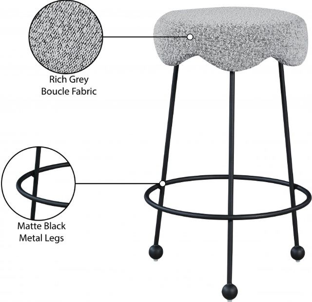 Meridian Furniture Fleur Grey/Matte Black Counter Stool-3