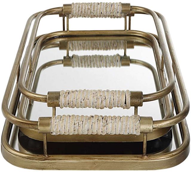 Uttermost® Rosea 2-Piece Brushed Gold Tray Set-4