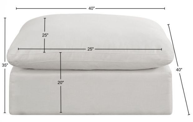 Meridian Furniture Comfy Cream Linen Textured Ottoman-2