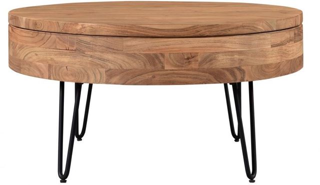 Moe's Home Collection Privado Natural Storage Coffee Table with Black Hairpin Legs-0