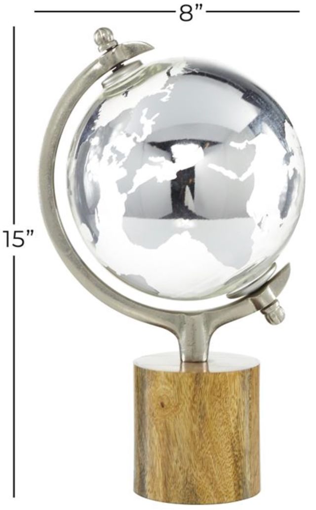 Deco Marche Silver Globe with Brown Base-3