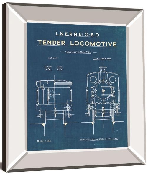 Classy Living Wild Apple Portfolio Locomotive Blueprint III 22"W Wall Art-2