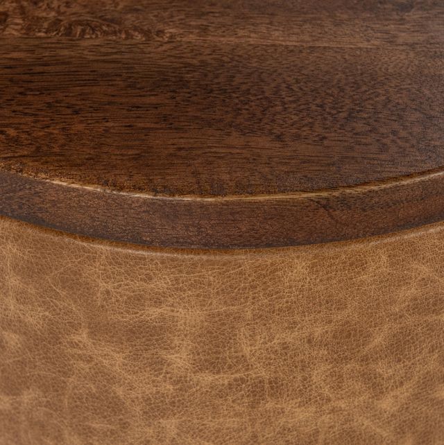 Classic Home Andra Sedona Brown Leather Round Accent Table-4