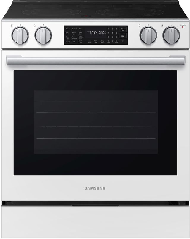 Samsung Bespoke 30" White Glass Smart Slide-In Electric Range with True Convection-0