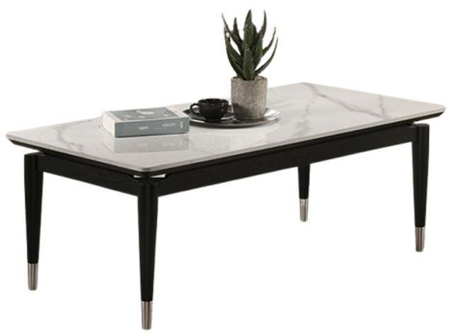Furniture of America® Maidstone White Coffee Table with Black Base-0