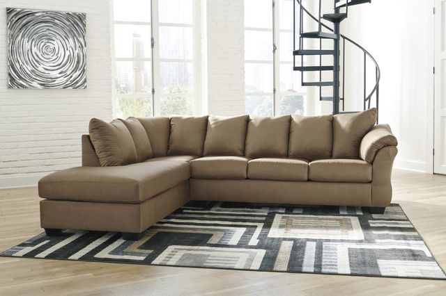 Signature Design by Ashley® Darcy 2-Piece Mocha Left-Arm Facing Sofa Sectional and Chaise-3