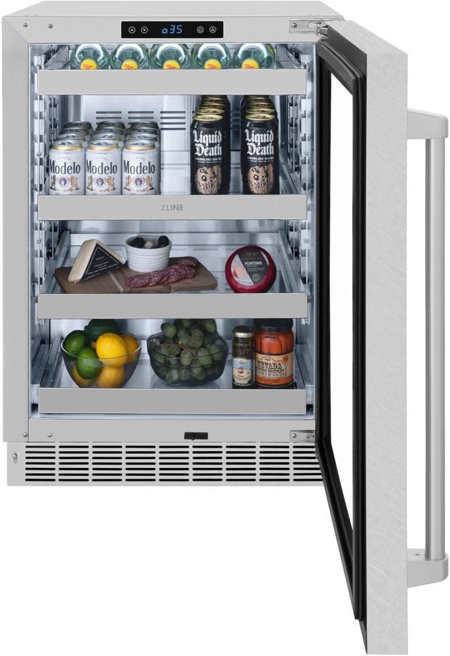 ZLINE Touchstone 24" 5.2 Cu. Ft. Satin Stainless Steel Beverage Center with Glass Door-2