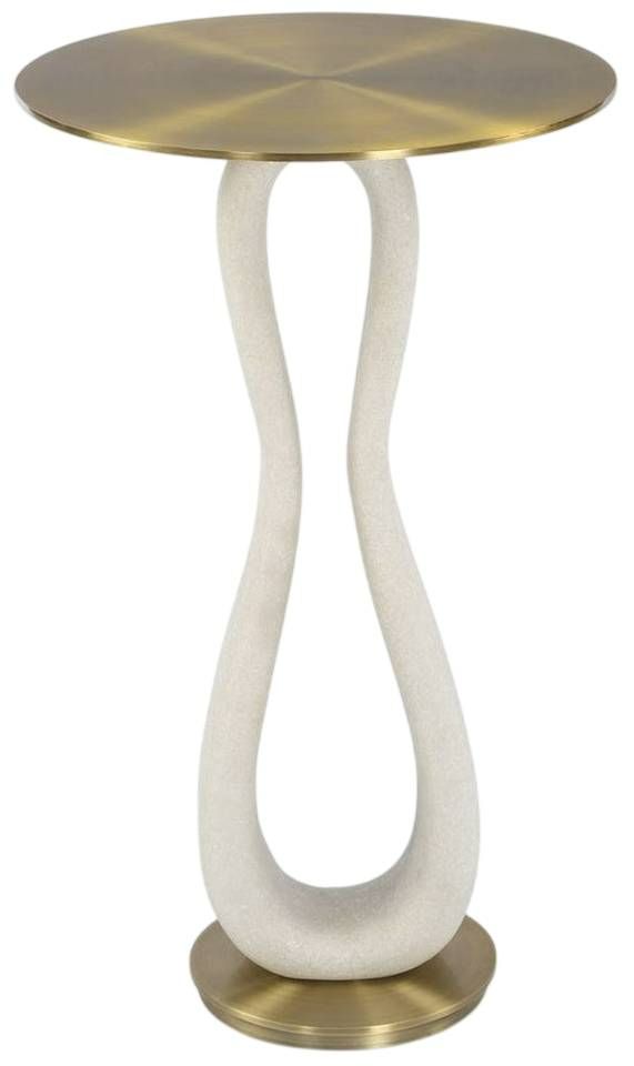 Uttermost® Sonia Brass Accent Table with White Base-3