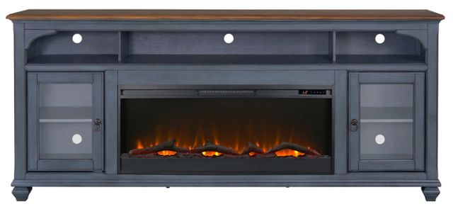 Legends Home Americana Corduroy Blue/Brown 86" Fireplace Console-3