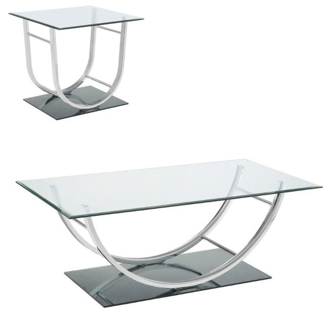 Coaster® Danville 2-Piece Tempered Glass Top Occasional Table with Chrome Base Set-0