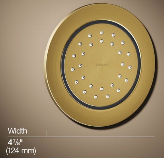 KOHLER® WaterTile® Vibrant Brushed Moderne Brass 1.0 GPM 27-Nozzle Single-Function Body Spray-3