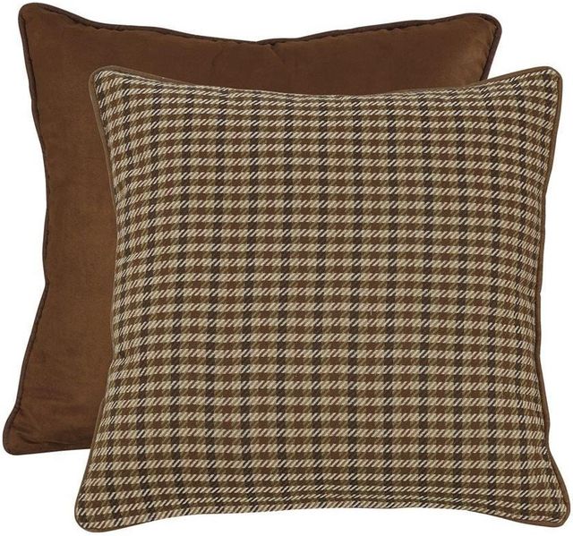 HiEnd Accents Clifton Suede/Twill Plaid Cotton Reversible Euro Sham-0