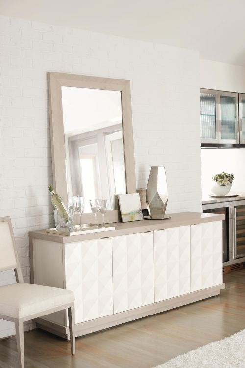 Bernhardt Axiom Beige/Linear Gray Upholstered Dining Side Chair-2