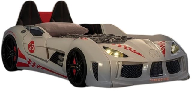 Furniture of America® Trackster White Twin Car Bed-0