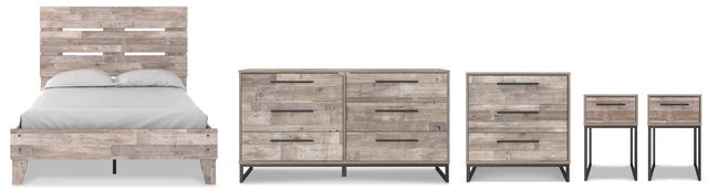 Signature Design by Ashley® Neilsville 5-Piece Whitewash Full Platform Panel Bed Set-0