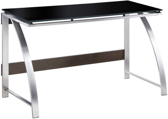Homelegance® Tioga Glass Top Writing Desk with Brushed Chrome Legs-0
