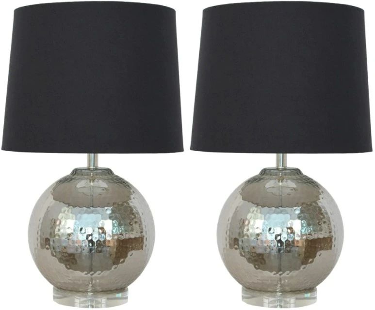 Decor-Rest® Furniture LTD Pluto 2-Piece Polished Mercury Table Lamp Set