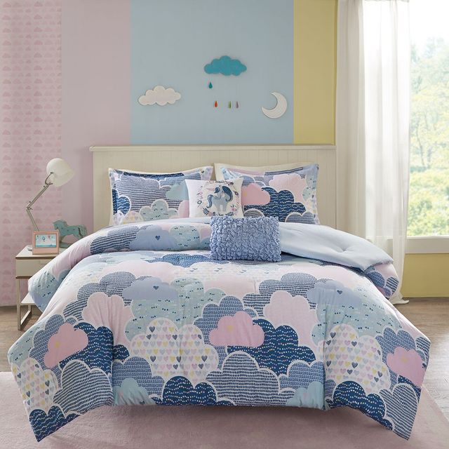 Olliix by Clean Urban Habitat Kids Cloud Blue Twin Printed Comforter Set-4