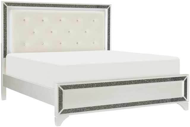 Mazin Furniture Salon Pearl White Queen Panel Bed-0