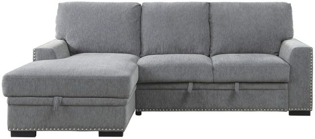 Homelegance® Morelia 2-Piece Gray Left Arm Facing Sectional with Pull-out Bed and Hidden Storage -0